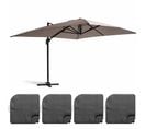 Parasol Déporté 3x4m Et 4 Dalles à Remplir Aluminium Taupe