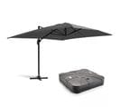 Parasol Déporté 3x4m Et Dalle à Lester Sur Roues Aluminium Gris