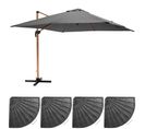 Parasol Déporté 3x3m Et 4 Dalles Lestées Effet Bois Gris