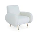 Fauteuil Vintage En Tissu Bouclette Blanc