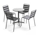 Tivoli - Ensemble De Jardin Table Ronde Et 4 Chaises Gris