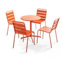 Palavas - Ensemble Table De Jardin Ronde Et 4 Chaises Orange