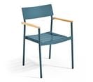 Fauteuil De Jardin En Aluminium Et Bois Bleu Canard