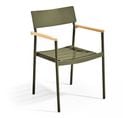 Fauteuil De Jardin En Aluminium Et Bois Vert Kaki