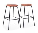 Lot De 2 Tabourets Hauts En Textile Enduit Marron Foncé