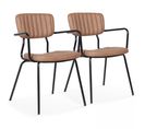 Lot De 2 Chaises Avec Accoudoirs En Textile Enduit Marron Clair