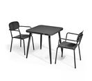 Ensemble Table De Jardin Et 2 Fauteuils En Aluminium Noir