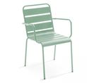 Palavas - Fauteuil De Jardin En Métal Vert Sauge