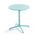 Palavas - Table De Jardin Ronde Bistro Inclinable En Acier Turquoise 70cm