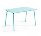 Palavas - Table De Jardin En Acier 120 X 70 Cm Turquoise