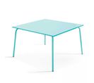 Palavas - Table à Manger Carrée En Acier Turquoise 120 Cm