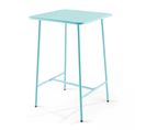 Palavas - Table Haute De Jardin Carrée En Acier Bleu Turquoise 70cm