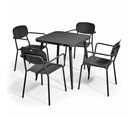 Ensemble Table De Jardin Et 4 Fauteuils En Aluminium Noir