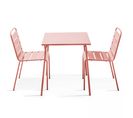 Palavas - Ensemble Table De Jardin Carrée Et 2 Chaises Acier Argile