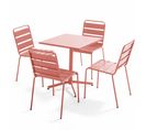 Palavas - Ensemble Table Carré Et 4 Chaises En Métal Argile