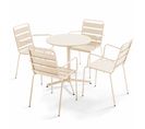 Palavas - Ensemble Table De Jardin Et 4 Fauteuils Métal Ivoire