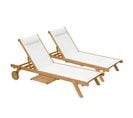 Lot De 2 Bains De Soleil Avec Coussin Et Tablette En Bois Blanc