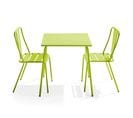 Palavas - Ensemble Table De Jardin Carrée Et 2 Chaises Bistrot Vert