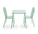 Palavas - Ensemble Table De Jardin Bistrot Et 2 Chaises En Acier Vert Sauge