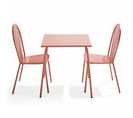 Palavas - Ensemble Table De Jardin Bistrot Et 2 Chaises En Acier Argile