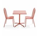 Palavas - Ensemble Table Carrée De Jardin Inclinable Et 2 Chaises Bistrot Argile