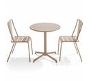 Palavas - Ensemble Table Ronde Et 2 Chaises De Jardin Bistrot En Métal Taupe