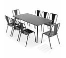 Palavas - Ensemble Table De Jardin Et 8 Chaises Bistrot En Acier Gris