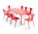 Palavas - Ensemble Table De Jardin Et 8 Chaises Bistrot En Acier Rouge