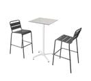 Ensemble Table Haute 60x60 Cm Inclinable Stratifiée Et 2 Chaises Gris