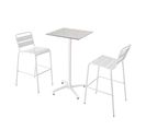 Ensemble Table Haute Stratifié Béton Gris Clair Et 2 Chaises Blanc