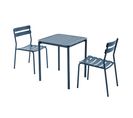 Ensemble Table De Terrasse 70cm Et 2 Chaises Bleu Foncé