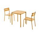 Ensemble Table De Terrasse 70cm Et 2 Chaises Jaune Moutarde