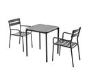 Ensemble Table De Terrasse 70cm Et 2 Fauteuils Noir