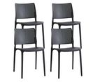 Lot De 4 Chaises De Terrasse Noires En Plastique