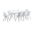 Ensemble Table De Jardin Rectangulaire Blanc Et 8 Chaises Grises