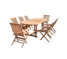 Salon De Jardin Teck Massif 8 à 10 Personnes - Table Ovale + 6 Chaises + 2 Fauteuils Kajang