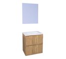 Meuble De Salle De Bain Belis - à Suspendre - Miroir Suspendu - 60cm - Bois