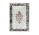 Tapis Vintage Avec Franges Rayé Poils Ras Mara Marron 80x150