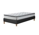 Ensemble matelas mousse 160 x 200 cm - Accueil mémoire de forme + sommier à contour tissu gris foncé