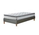 Ensemble matelas mousse 180 x 200 cm - Accueil mémoire de forme + sommier à contour tissu gris clair