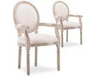 Lot De 2 Fauteuils Médaillon Louis Xvi Tissu Beige