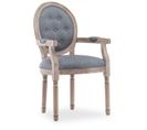 Fauteuil Médaillon Capitonné Louis Xvi Tissu Gris