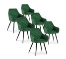 Lot De 6 Chaises Victoria En Velours Vert Pieds Noir