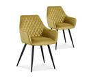 Lot De 2 Chaises Victoria En Velours Jaune Moutarde Pieds Noir