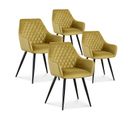 Lot De 4 Chaises Victoria En Velours Jaune Moutarde Pieds Noir