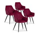 Lot De 4 Chaises Victoria En Velours Rouge Pieds Noir