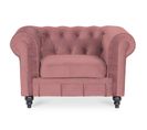 Fauteuil Chesterfield Velours Altesse Vieux Rose