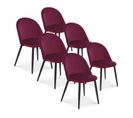 Lot De 6 Chaises Cecilia Velours Rouge Pieds Noirs