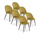 Lot De 6 Chaises Cecilia Velours Jaune Pieds Noirs