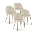 Lot De 4 Chaises Cecilia Velours Beige Pieds Or